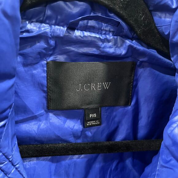 J CREW Womens Shiny Quilted Field Vest Jacket Size XSP Blue Sleeveless Down - Picture 4 of 8